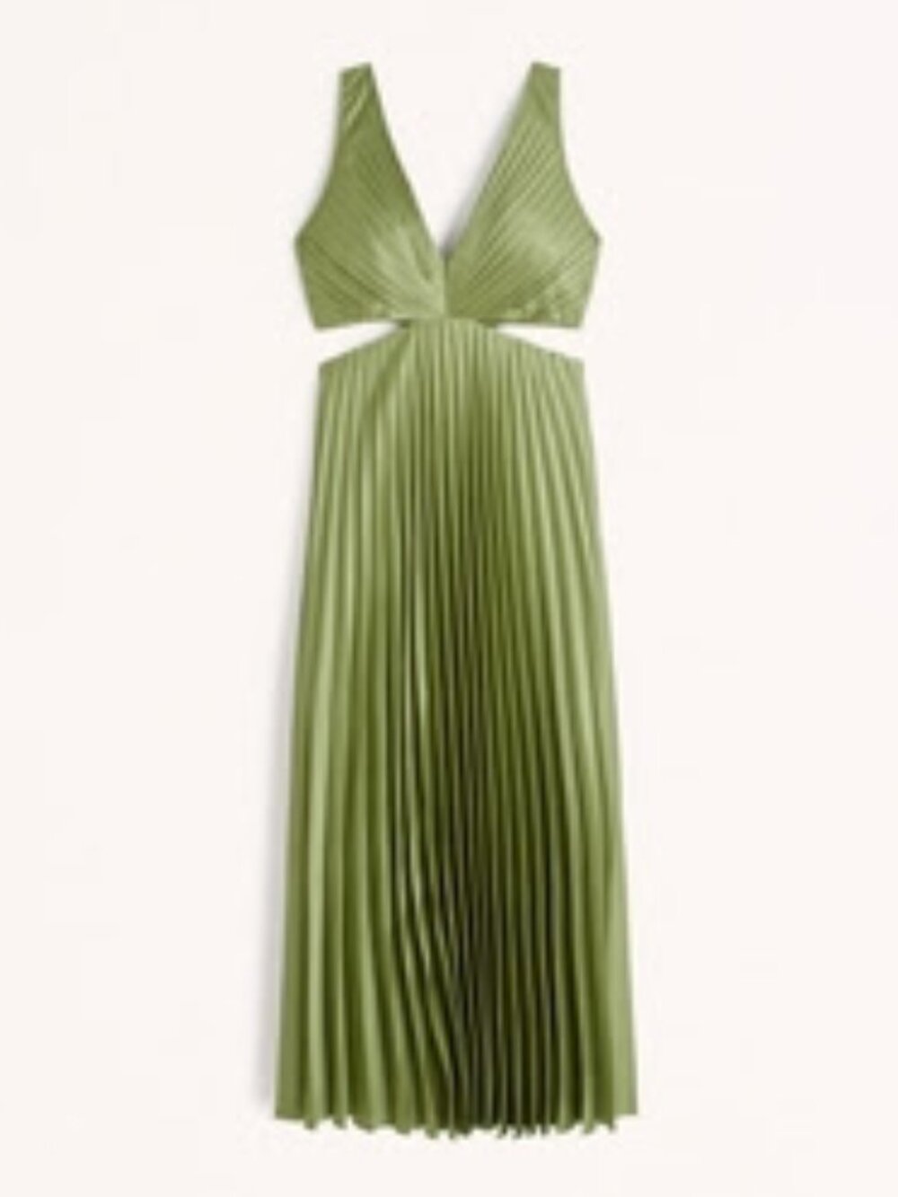 Abercrombie & Fitch Olive Green Pleated Maxi Dress